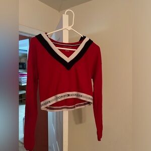 Tommy Hilfiger Women's Red and White Hoodie and pants| Jogger set |Size Medium